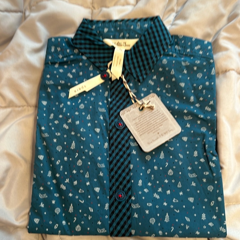 Matilda JaneJack Frost Button Down Shirt Christmas Holiday Print, sz. 4